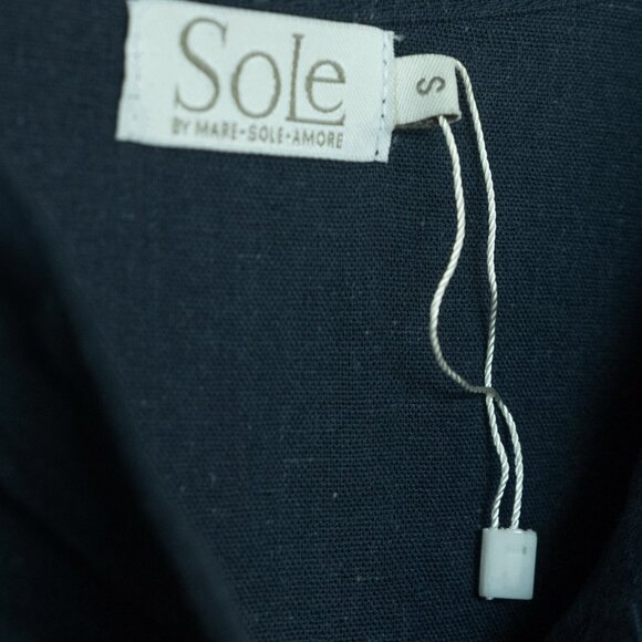 Mare Sole Amore Linen Blouse Crop Boxy Puff Sleeve Peasant Romantic Button Top - Picture 5 of 10